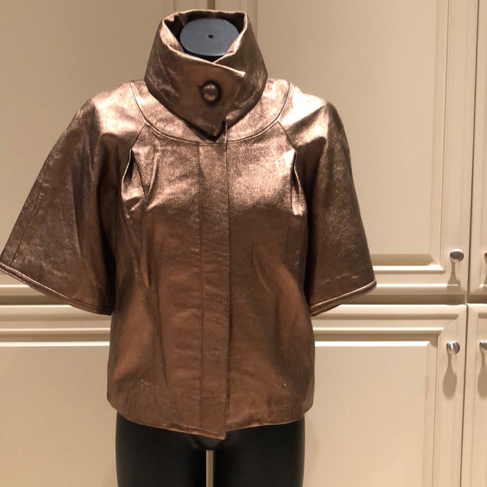 Bronze colored leather jacket